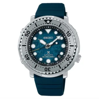 【SEIKO 精工】Save The Ocean愛海洋200米潛水機械腕錶-矽膠錶帶深藍43.2mm(SRPH77K1/4R35-04Z0G)