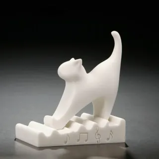 【Gallery Chuan 筌美術】小貓的即興彈奏_石雕(動物 貓 送禮 石雕)