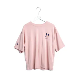【SOMETHING】女裝 雞尾酒繡花短袖T恤(珊瑚紅)
