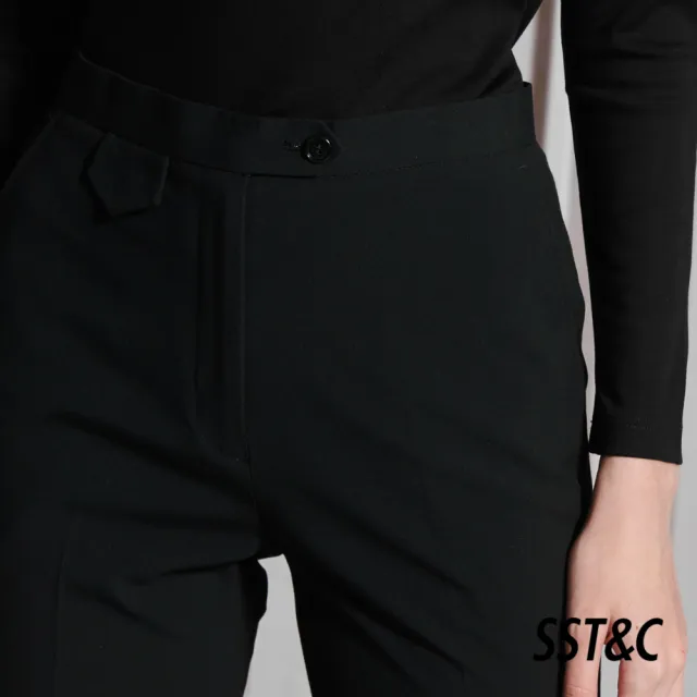 【SST&C 最後５５折】羊毛混紡黑色俐落修身西裝褲7262112004