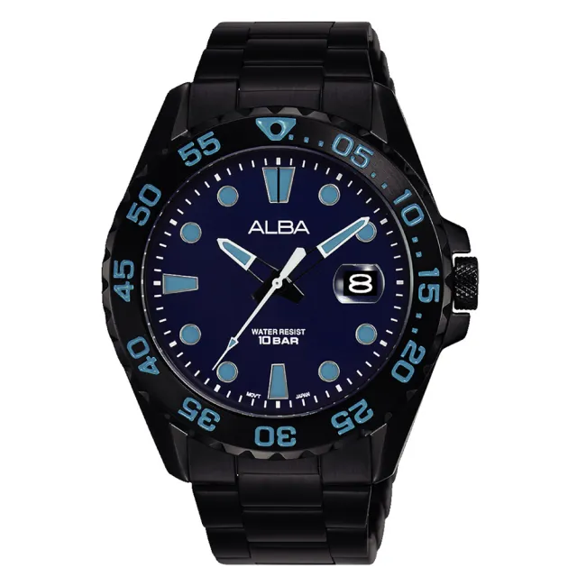 【ALBA】深海黑藍設計手錶-42mm(AS9N27X1/VJ42-X322B) 雙11 送禮