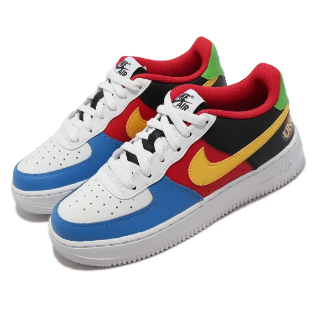 NIKE 耐吉 休閒鞋 Air Force 1 Low QS 女鞋 經典款 桌遊 UNO聯名 皮革 拼接 穿搭 彩(DO6634-100)