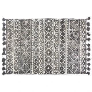 【hoi! 好好生活】印度特雷薩羊毛編織地毯-黑236x297cm