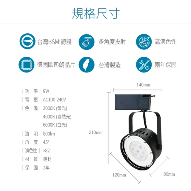 【JOYA LED】9W 碗公軌道燈 白色外殼(台灣製造 德國歐司朗晶片)
