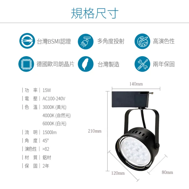 【JOYA LED】15W 碗公軌道燈 白色外殼(台灣製造 德國歐司朗晶片)