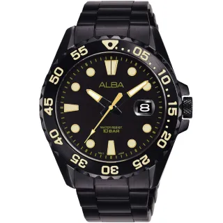 【ALBA】深海黑設計手錶-42mm(AS9N23X1/VJ42-X322SD)