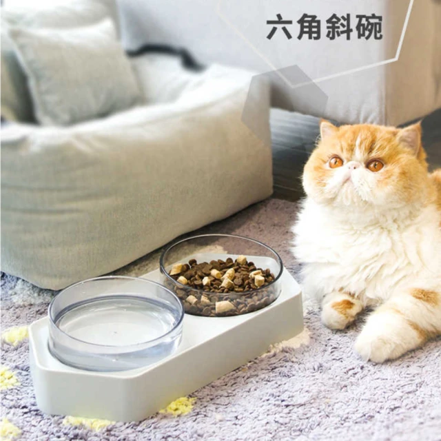 【AIWO 艾窩】貓狗飲水飼料盆-雙碗(飼料碗 喝水盆 寵物碗)