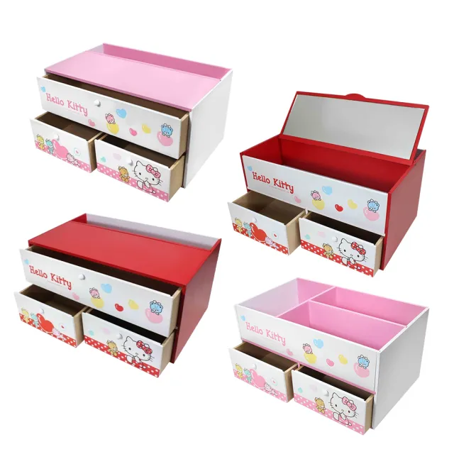 【收納王妃】Sanrio  三麗鷗 Hello Kitty 小熊抽屜格盒(34x17x20cm)