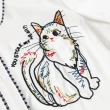 【OUWEY 歐薇】童趣Q版小貓刺繡造型雪紡襯衫3222161505(白)