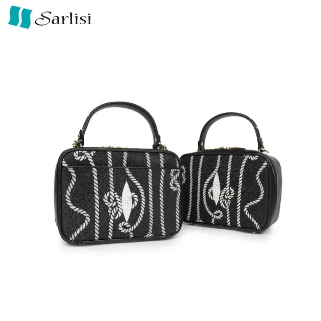 【Sarlisi】泰國進口包包新款珍珠魚皮真皮女包輕奢鏈帶斜背包女士手提包