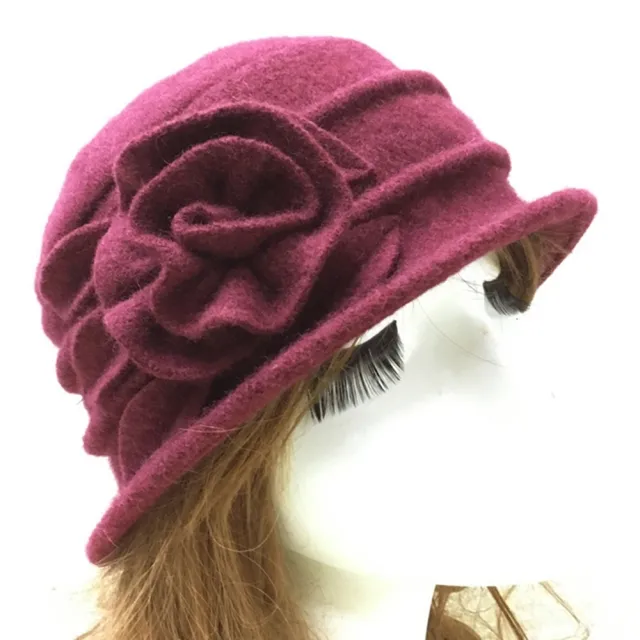 【米蘭精品】現貨+預購 羊毛帽禮帽盆帽(保暖五葉捲花針織毛呢女帽子情人節生日聖誕節交換禮物8色74bm1)