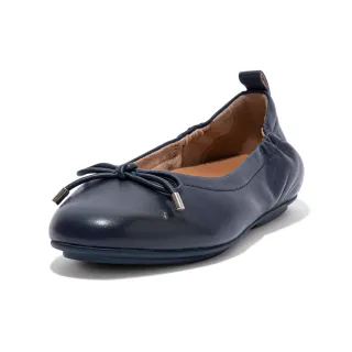 【FitFlop】ALLEGRO BOW LEATHER BALLERINAS 經典全皮革芭蕾舞鞋娃娃鞋-女(午夜藍)