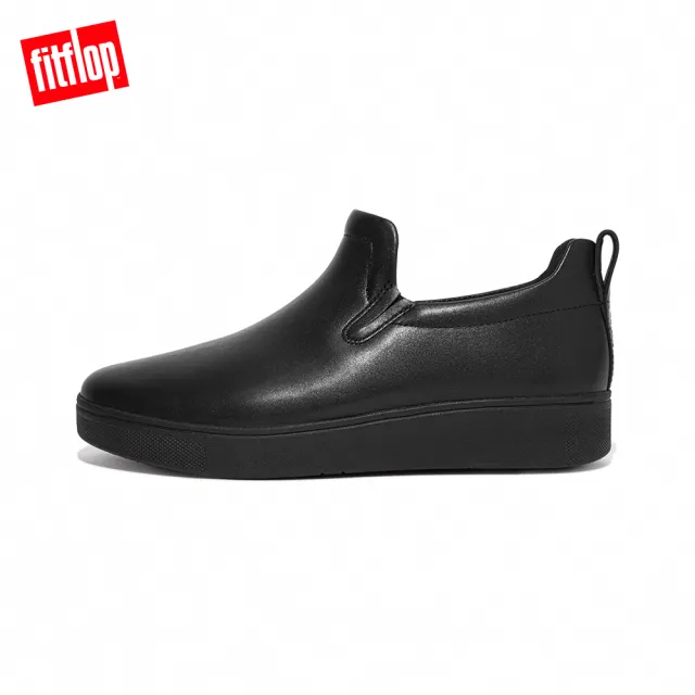 【FitFlop】RALLY LEATHER SLIP-ON TRAINERS 易穿脫時尚休閒鞋-女(靚黑色)