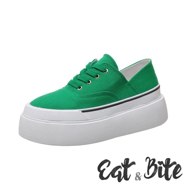 【E&B】厚底帆布鞋 厚底休閒鞋/經典彩色時尚厚底休閒帆布鞋(綠)