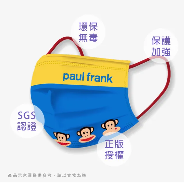 【ONEDER 旺達】PAUL FRANK成人平面醫療口罩03-10入/盒(#醫療級 #雙鋼印 #台灣製造)