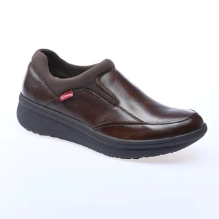 【Kimo】專利足弓支撐-真皮彈性萊卡舒適健康鞋 男鞋(咖 KAIWM027018)