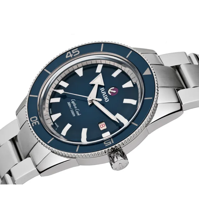 【Rado 雷達表】Captain Cook庫克船長系列 復刻造型機械腕錶-藍42mmR05(R32105203 防水300米)