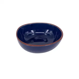 【YU Living 信歐傢居】北歐陶瓷不規則小碗三件組 餐碗(210ml/三件一組/3色/藍色/棕色/薄荷綠色/)