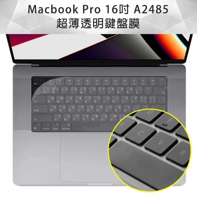 Macbook Pro 16吋 A2485 超薄透明TPU鍵盤保護膜