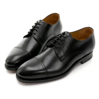 【Berwick】西班牙進口-固特異工藝圓頭雕孔橫飾綁帶紳士鞋 -黑 835024KM-10