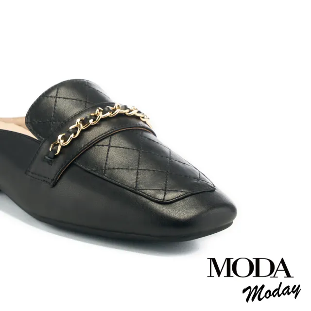 【MODA Luxury】韓系質感全真皮方頭低跟穆勒鞋(黑)