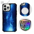 【apbs】iPhone 13 Pro Max / 13 Pro / 13 軍規防摔皮革磁吸手機殼(經典牛紋-量子傳輸-上光版-黑殼)