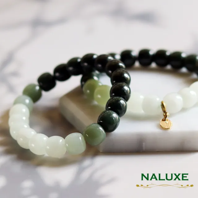 【Naluxe】高品和闐玉漸層色老型珠開運手鍊(避邪、安神、消除負能量)
