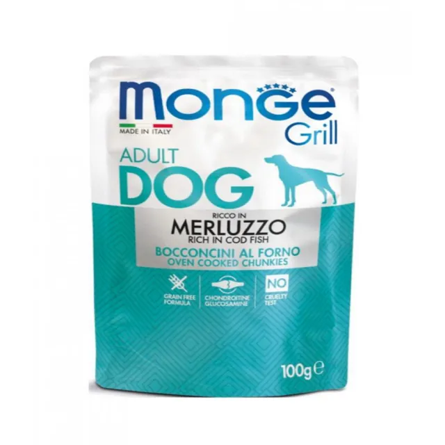 【Monge 瑪恩吉】Grill炙燒肉塊無穀主食犬餐包 100g*24入組(狗糧、狗餐包、狗濕糧 全齡適用)