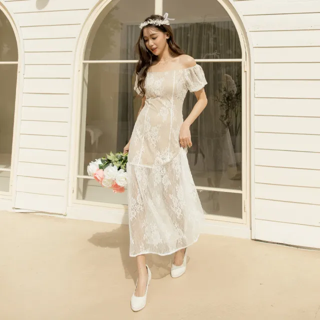 【Ann’S】不想當伴娘2.0後跟水鑽皇冠蕾絲防水台高跟婚鞋8.5cm(米白)