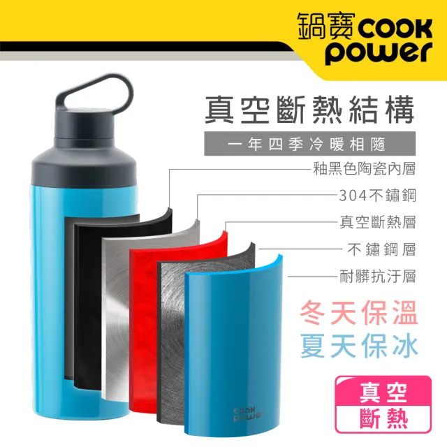 【CookPower 鍋寶_買1送1】超真空陶瓷運動隨行瓶550ml(2色選)