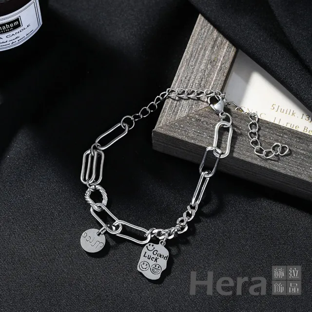 【HERA 赫拉】ll現貨llGood luck笑臉塗鴉銀色手鍊 H110120314(飾品)