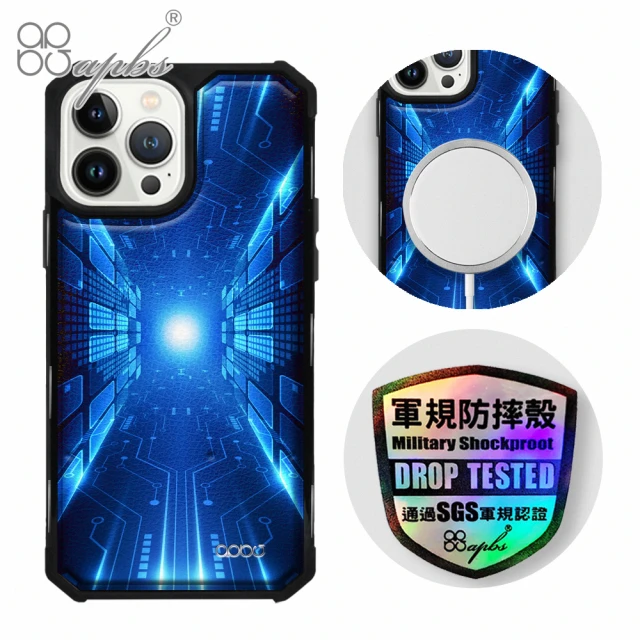 apbs iPhone 13 Pro Max / 13 Pro / 13 軍規防摔皮革磁吸手機殼(經典牛紋-傳導-上光版-黑殼)