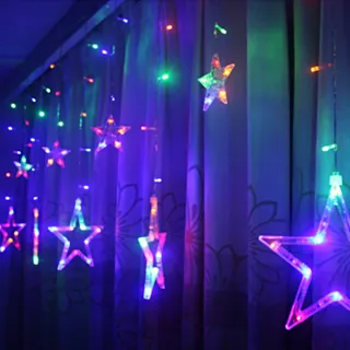 【摩達客】LED燈造型滿天星星窗簾燈聖誕情境燈/彩色光透明線(附贈IC控制器/插電式)