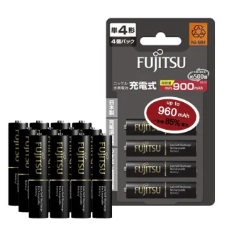 【FUJITSU 富士通】低自放電4號900mAh鎳氫充電電池 HR-4UTHC-12入