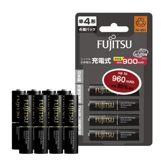 【FUJITSU 富士通】低自放電4號900mAh鎳氫充電電池 HR-4UTHC-8入
