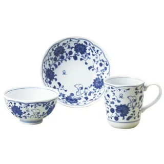 【金正陶器】SNOOPY史努比日本製瓷器藍唐草杯盤組(平輸品)