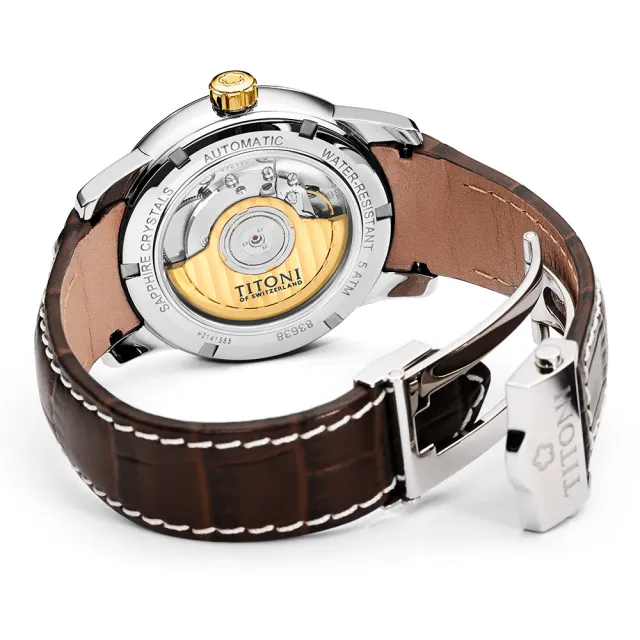 【TITONI 梅花錶】天星系列自動機械男錶 白面皮帶/40mm(83638 SY-ST-606)