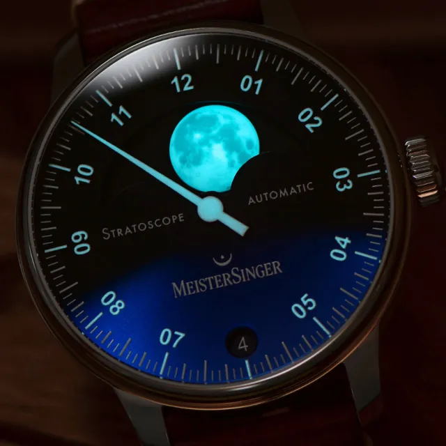 【MeisterSinger 明斯特單指針】月相鏡夜光幕夜蘭二代ST982自動上鍊43mm