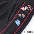 【YIDIE 衣蝶】彩色蜻蜓羅紋織邊九分褲套裝-黑(上下身分開販售)
