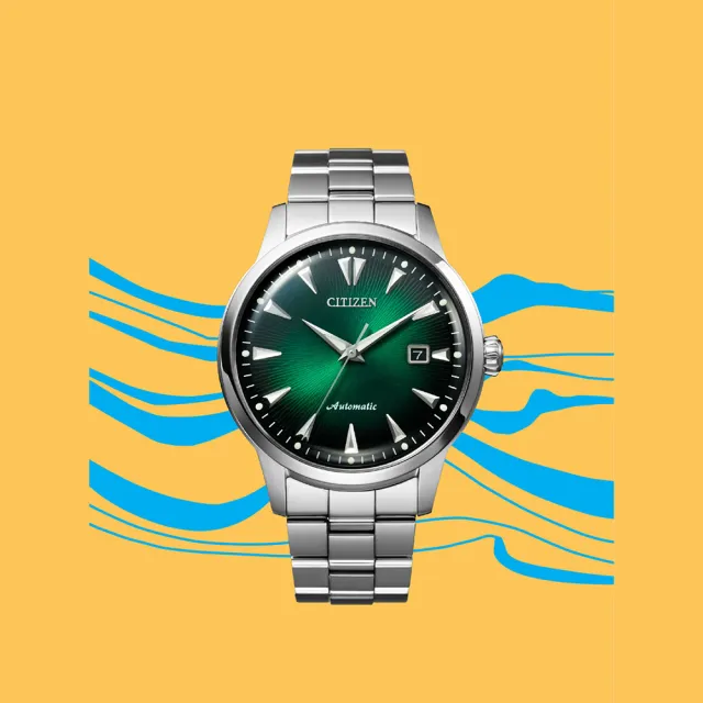 【CITIZEN 星辰】機械錶Mechanical黑潮在現第二代機械錶41mm(NK0007-88X 綠色)