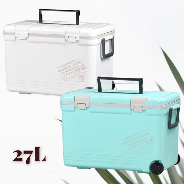 【SHINWA 伸和】日本製 HOLIDAY CBX-27L冰箱#蒂芬妮綠(#露營用品#戶外露營釣魚冰箱#保冷行動冰箱#烤肉冰桶)