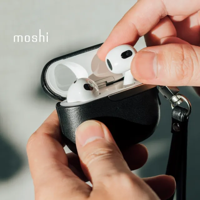 【moshi】AirPods 3 Pebbo Luxe 藍牙耳機充電盒皮革保護套(Airpods 3 gen.專用)