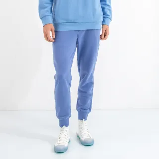 【Hang Ten】男裝-SMILEY內刷毛鬆緊抽繩休閒束口褲(藍色)