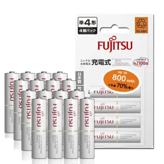 【FUJITSU 富士通】低自放電4號750mAh鎳氫充電電池 HR-4UTC-16入