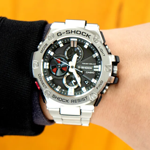 【CASIO 卡西歐】G-SHOCK 智慧藍牙連線太陽能錶(GST-B100D-1A)