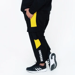 【MAXON 馬森大尺碼】黑黃撞色鬆緊腰彈性口袋束口褲2L-5L(16622-88)