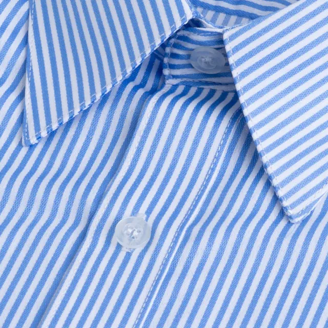 【CHINJUN】抗皺襯衫-長袖、藍白相間條紋、K903(現貨 男士 商務 好穿 舒適 純白 口袋 業務 上班 現貨)