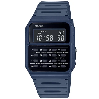 【CASIO 卡西歐】卡西歐DATA BANK 鬧鈴計算機電子錶-藍(CA-53WF-2B 台灣公司貨)