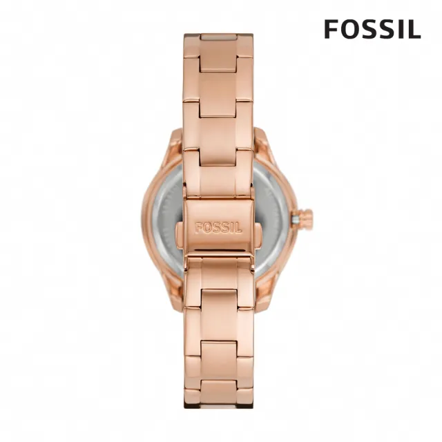 【FOSSIL 官方旗艦館】Stella 雙鑽圈縷空錶面女錶 玫瑰金不鏽鋼鍊帶 手錶 34MM ME3211