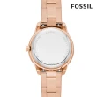 【FOSSIL 官方旗艦館】Stella 雙鑽圈縷空錶面女錶 玫瑰金不鏽鋼鍊帶 手錶 34MM ME3211